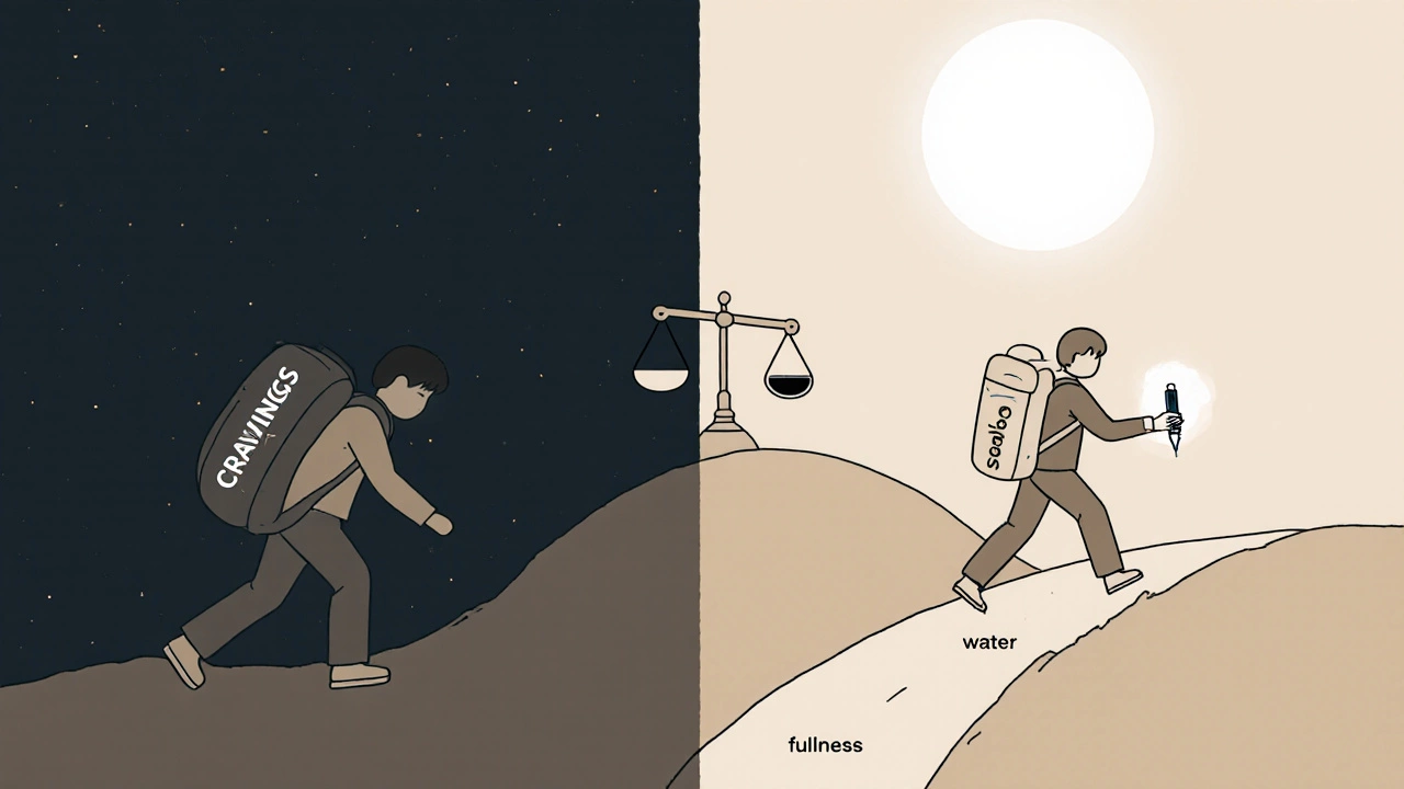 Two paths illustrating weight loss journey with and without Ozempic support
