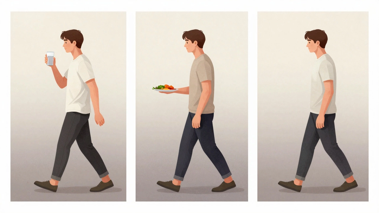 Three-panel illustration showing habits becoming automatic over weeks.