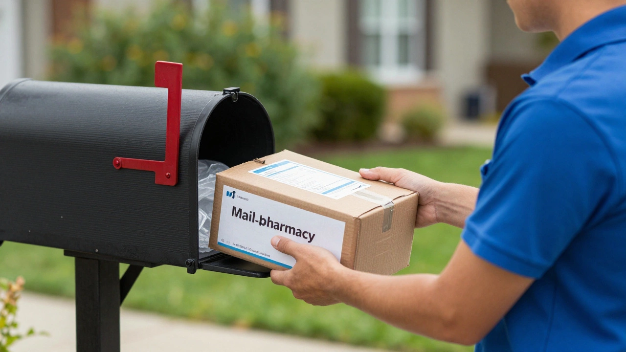 Courier delivers temperature-controlled medication package to mailbox