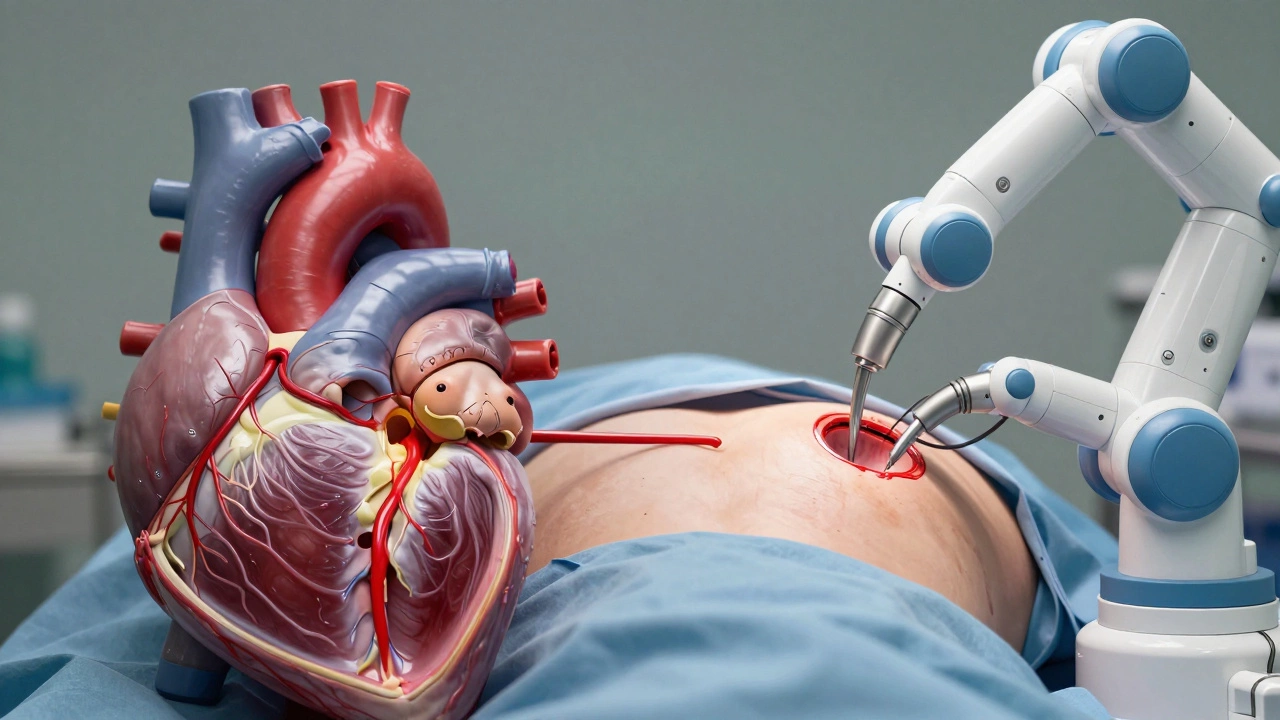 Comparison of open-heart surgery versus minimally invasive robotic procedures.