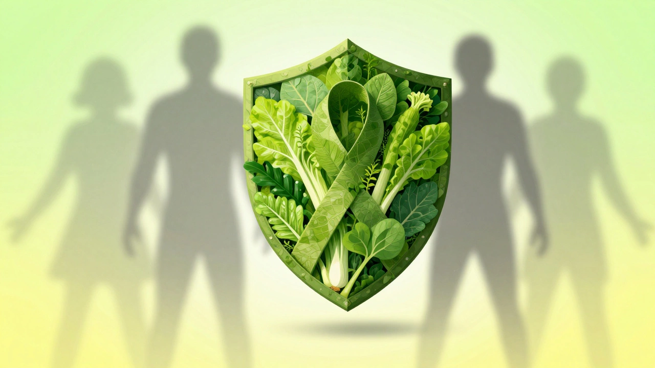 Green leaf shield protecting person from dark disease shadows