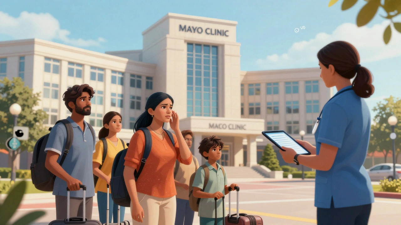 Indian medical tourists welcomed warmly at Mayo Clinic campus.