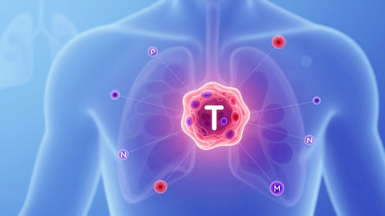 Abstract visualization of cancer staging and metastasis spread