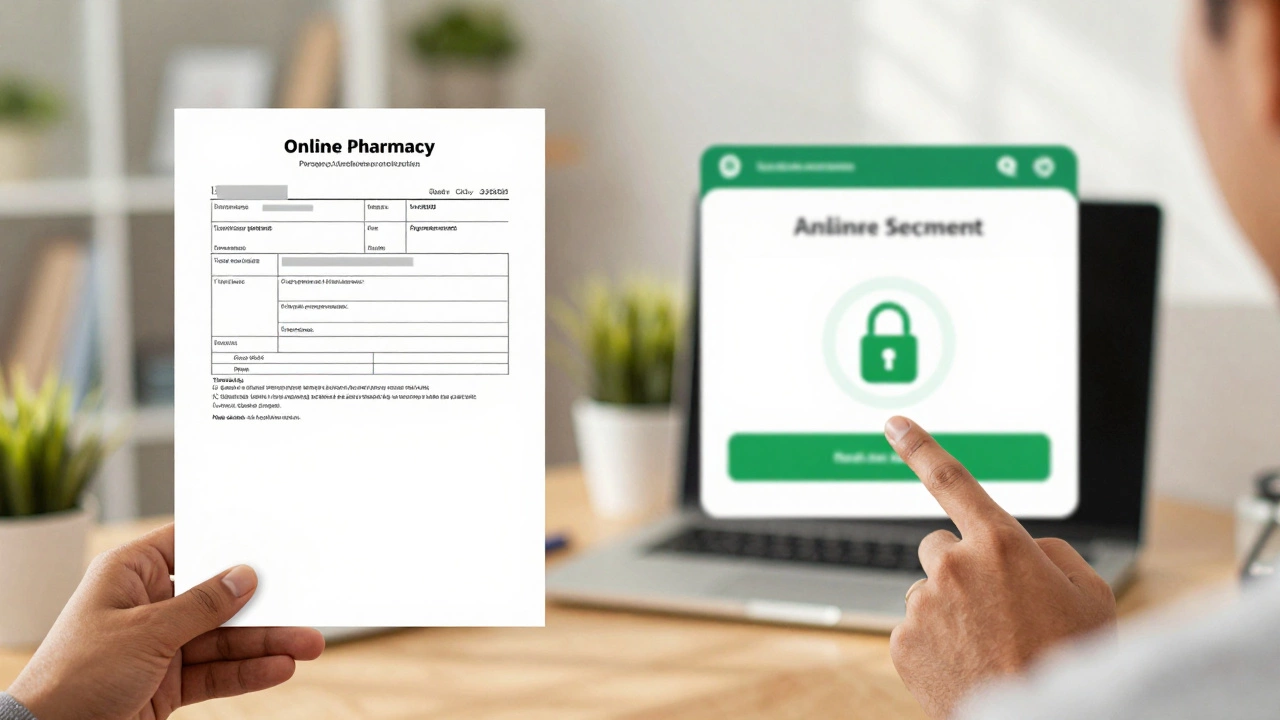 Person verifying pharmacy license and security