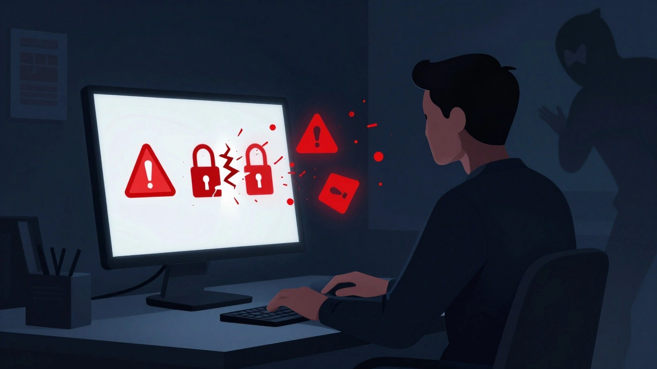 Silhouette facing digital threats from computer