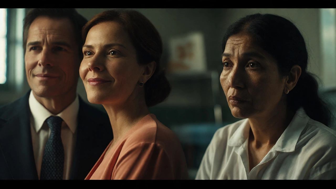 Dramatic scene highlighting the ethical power imbalance in cross-border surrogacy and organ transactions.