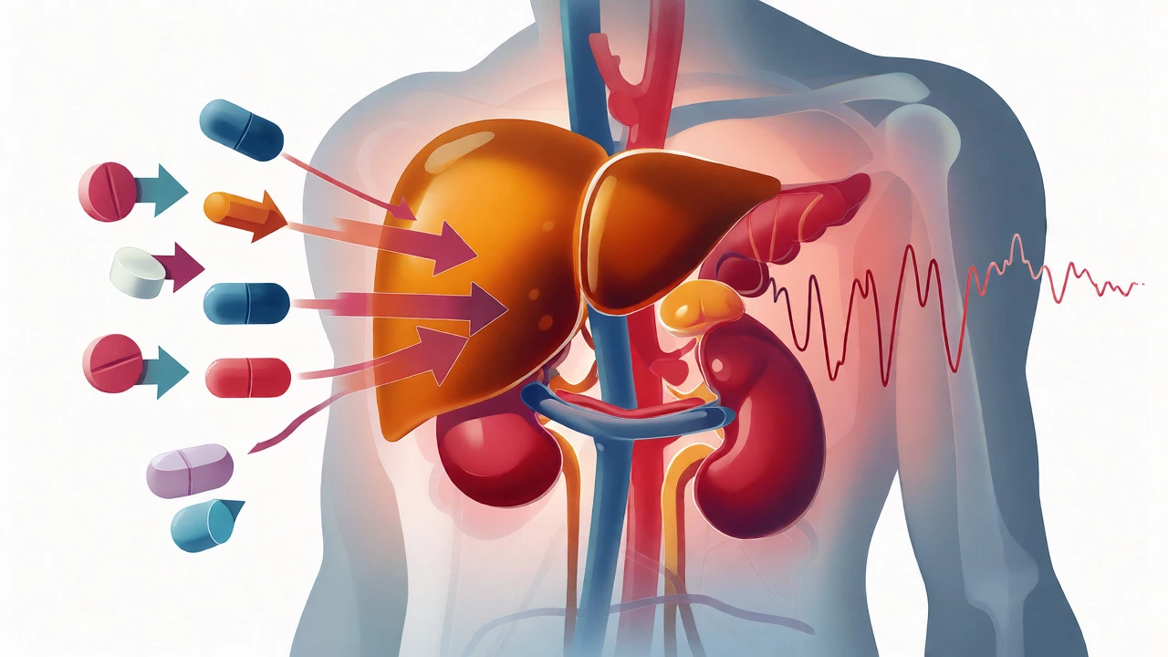 Illustration of drug effects on liver and kidneys
